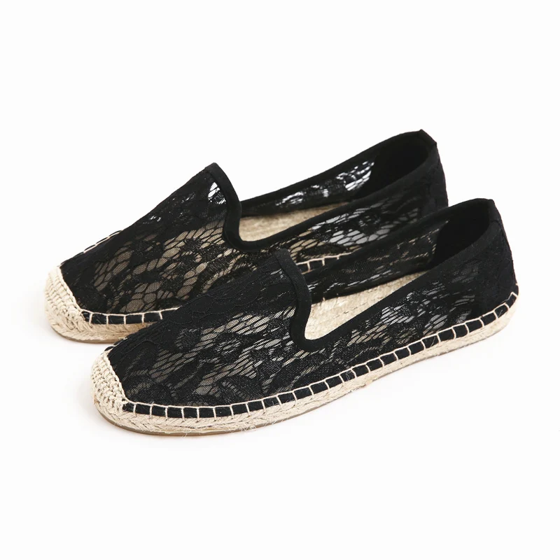 

2020 Spring Summer Lace Shoes Woman Cut out Mesh Espadrilles Women Slip on Flat Shoes Fashion INS Hot Ladies Flats Shoes