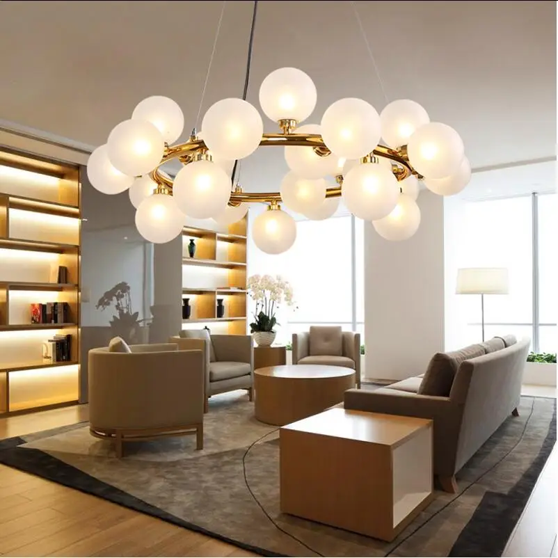 Светодиодные стеклянные подвесные светильники W100 см потолочные лампы с 16