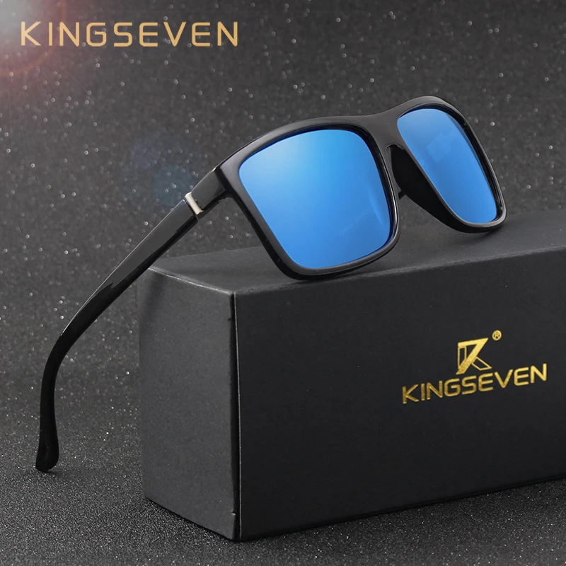 Купи KINGSEVEN Brand Vintage Style Sunglasses Men UV400 Classic Male Square Glasses Driving Travel Eyewear Unisex Gafas Oculos S730 за 683 рублей в магазине AliExpress