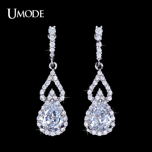 UMODE Элегантные уникальные серьги в форме капли с AAA+ кадмиевым цирконием UE0086|brand