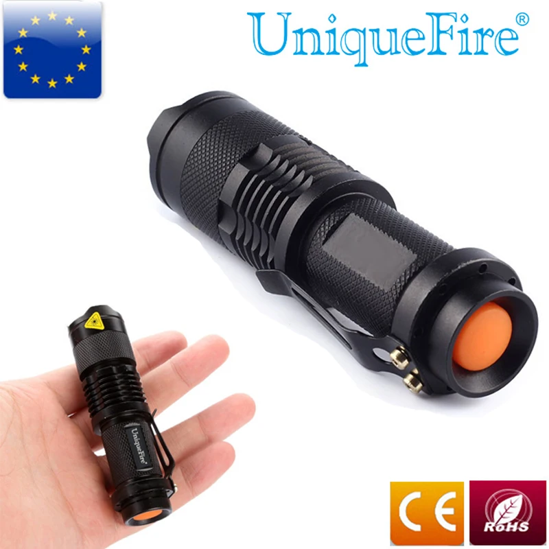 

UniqueFire SK68 1200LM Light XP-E Black Mini Led Flashlight Convex Lens Torch 3 Modes Tail High Power
