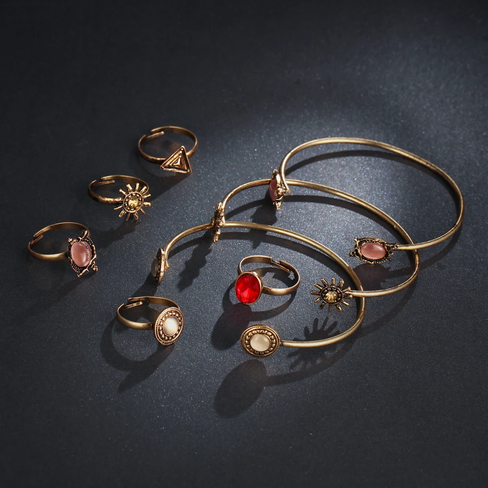 IF ME 8 шт./компл. винтажный цветочный набор украшений для женщин открытые манжеты