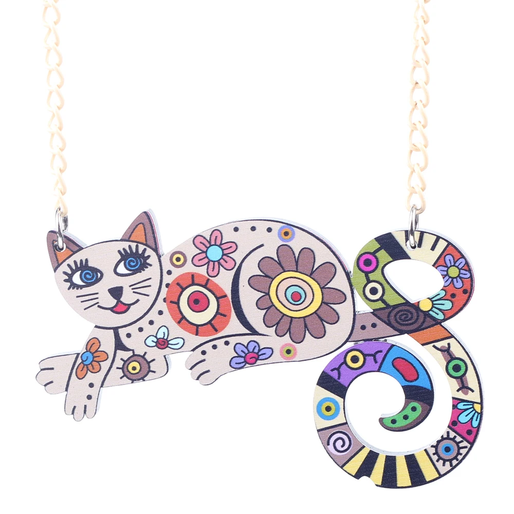 Bonsny акриловая кошка искусственная кожа милый животный дизайн модные украшения