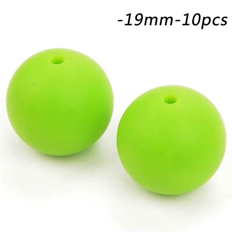 chartreuse LOFCA силиконовые бусины 19 мм круглой формы 10 шт./лот прорезывание зубов цепочки и ожерелья пищевой для мам Уход DIY Ювелирные изделия Детские Прорезыватели аксессуары - Цвет: chartreuse