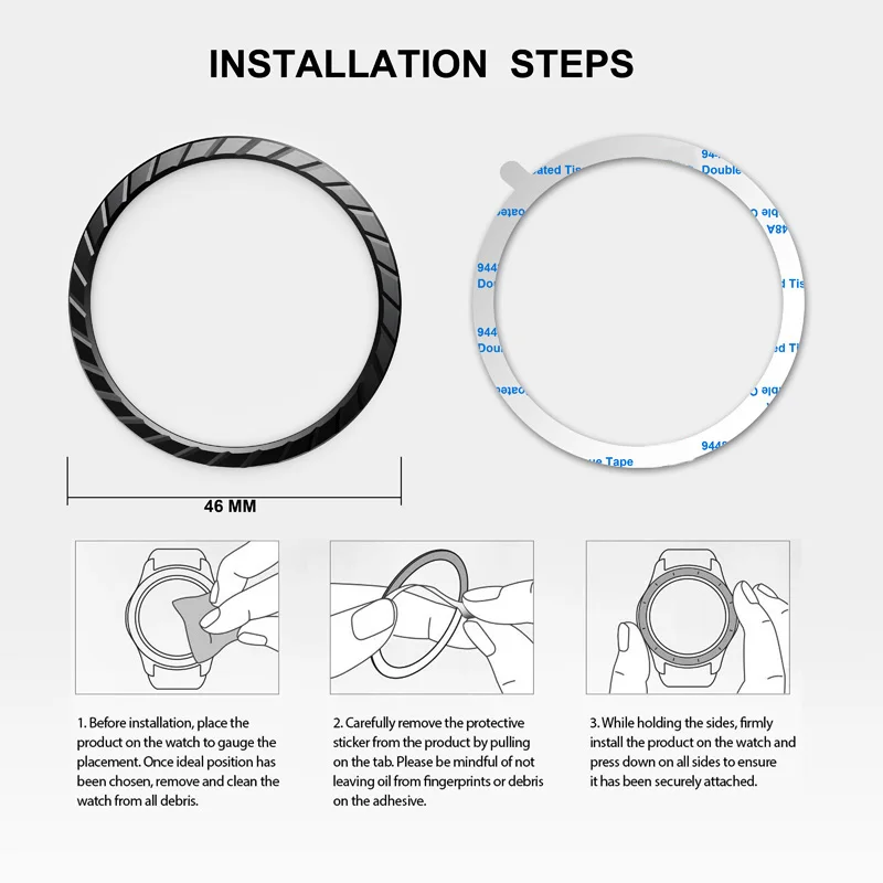 Безель кольцо клейкая крышка против царапин нержавеющая сталь для Samsung Galaxy часы 46