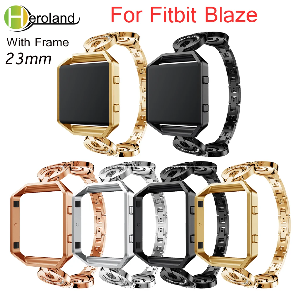 Stainless Steel Watch Band For Fitbit Blaze smart replacement Crescent Type Wrist Strap For Fitbit Blaze bracelet Rhinestone new