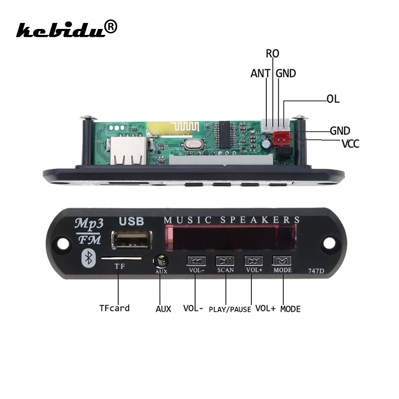 Bluetooth автомобильный комплект 5 в 12 В беспроводной FM радиоприемник MP3 плеер декодер