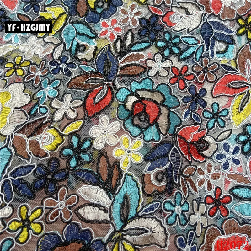 

YF HZGJMY 2019 latest Unique design french embroidery lace fabric african high quality multi color lace for lady garment A2072-1