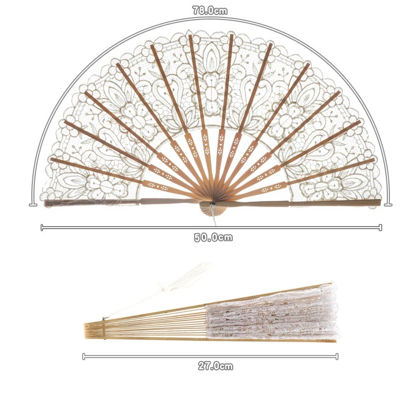 Кружевной складной веер 2 шт. винтажный китайский большой кружевной старинное