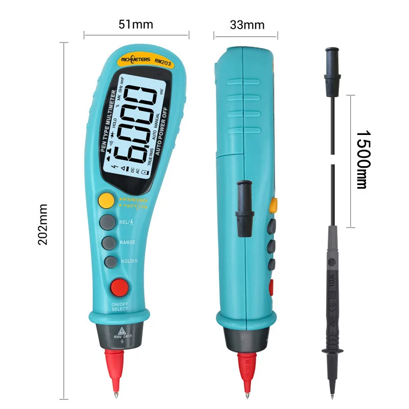 Цифровой мультиметр RM203 автоматический диапазон истинный RMS NCV 6000 отсчетов