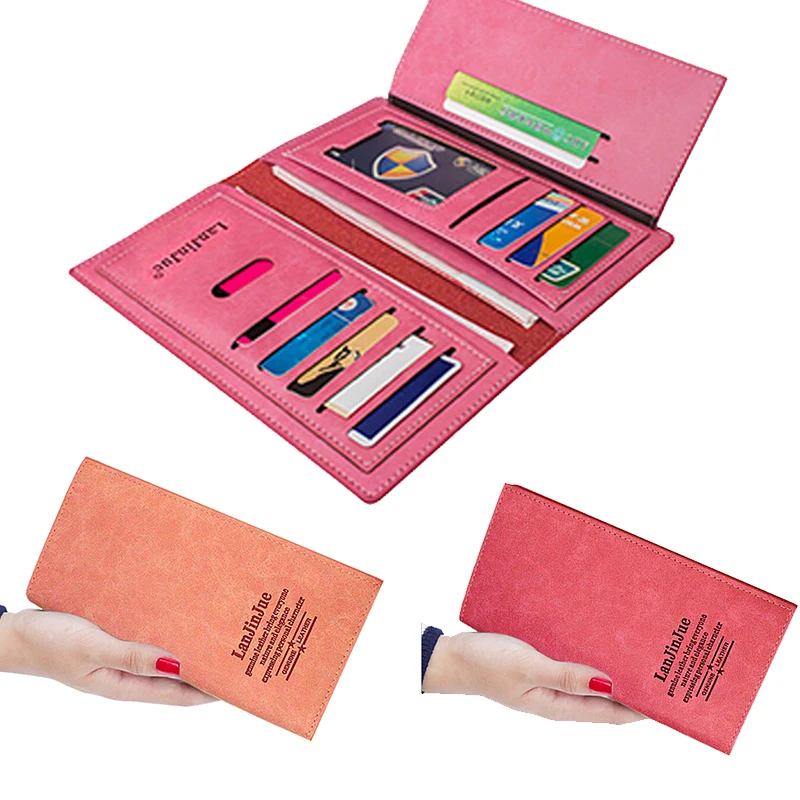 Женский Кожаный Клатч 2019 Длинный кошелек на молнии ремешке с несколькими