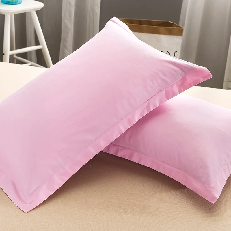 Pink Enipate 1 пара подушка чехол s однотонный Цвет хлопок постельное белье Подушка Чехол голубого и розового цвета, очень мягкий и дышащий здоровье кожи наволочка - Цвет: Pink