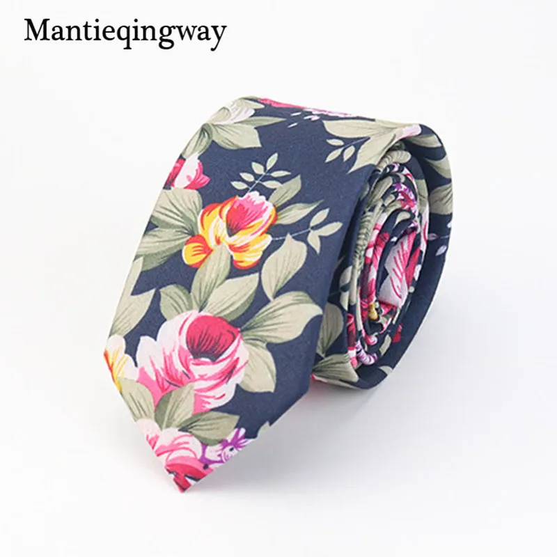 Mantieqingway Мода Галстуки для Мужчин Свадьба Костюм Темно-Синий Цветочные Паттен