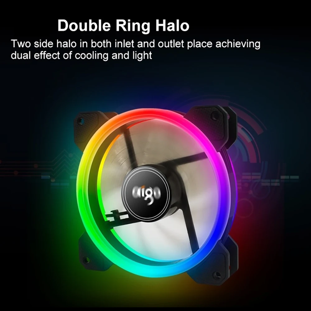 Aigo 5 шт. DR12 RGB Кулер для процессора с ИК пультом 120 мм LED Вентилятор компьютера