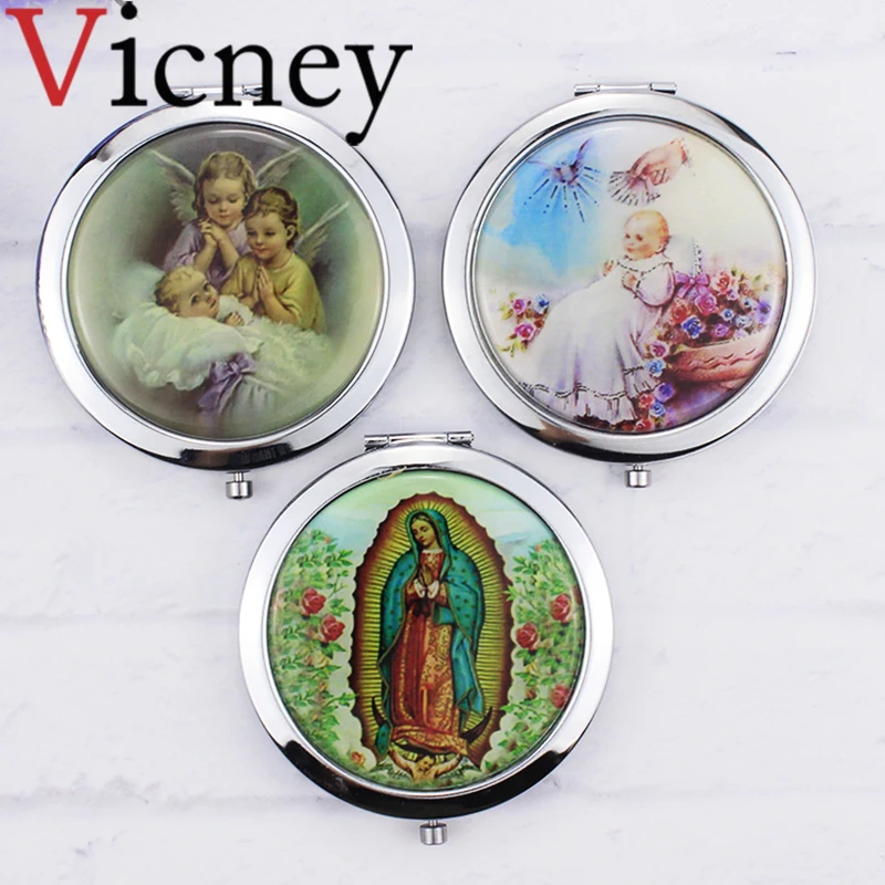 Vicney Новое круглое Мини Косметическое карманное зеркало компактное для нанесения