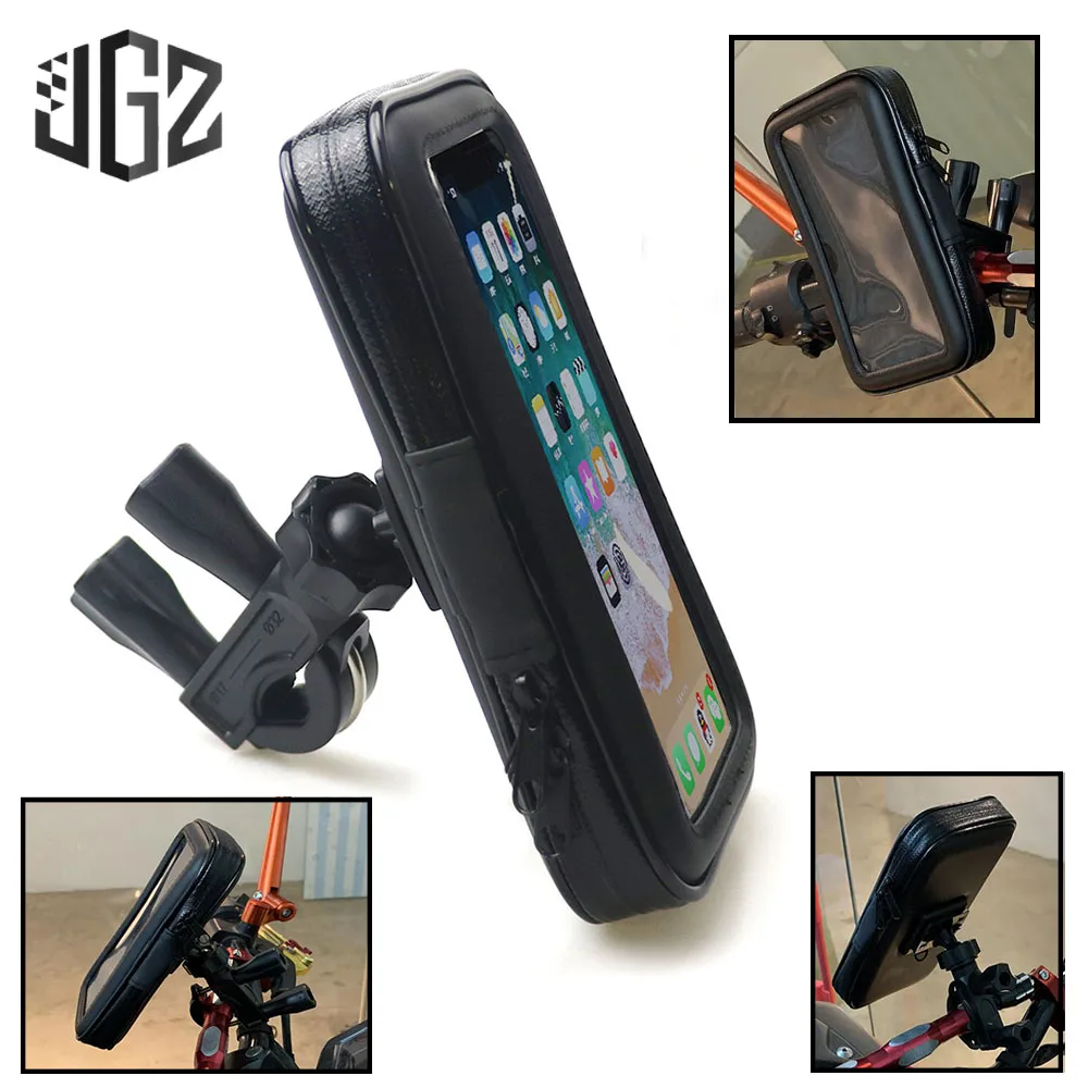 

XL M L Motorcycle Waterproof Phone Holder Black PU Leather Zipper Smart Phone Pouch Bracket Mount Universal for Honda Yamaha BMW