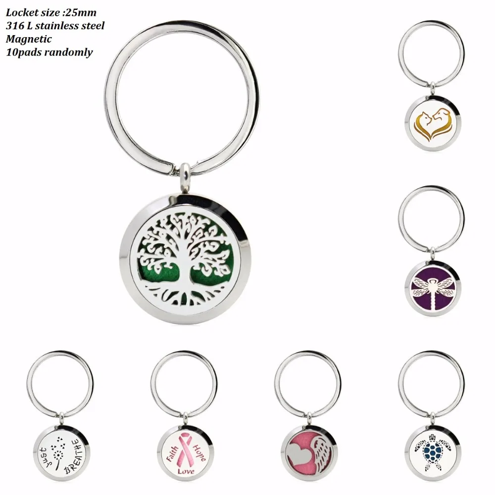 25 мм брелок Дерево жизни ароматерапия эфирное масло медальон из нержавеющей