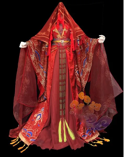 Yu Zi Cheng Shuo Miracle Nikki Series Gorgeous Red Wedding Costume Hanfu Cosplay Traditional Chinese Style Costume