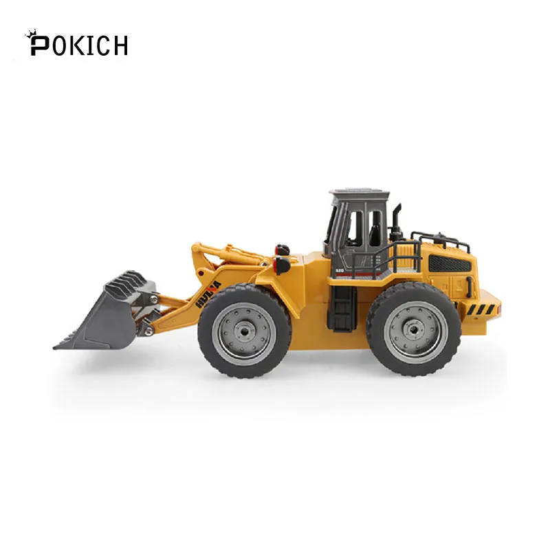 Pokich RC 1:18 колесный фронтальный погрузчик бульдозер с дистанционным управлением Грузовик 6 каналов 2,4 г сплав автомобиль трактор игрушка с подсветкой - Цвет: Цвет: желтый