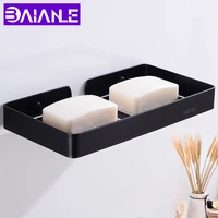 bathroom soap dish shower soap holder shampoo box lengthen stainless steel soap rack wall mounted cosmetic storage rack black