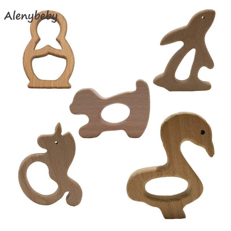 Натуральные неокрашенные деревянные Прорезыватели для зубов малышей игрушки