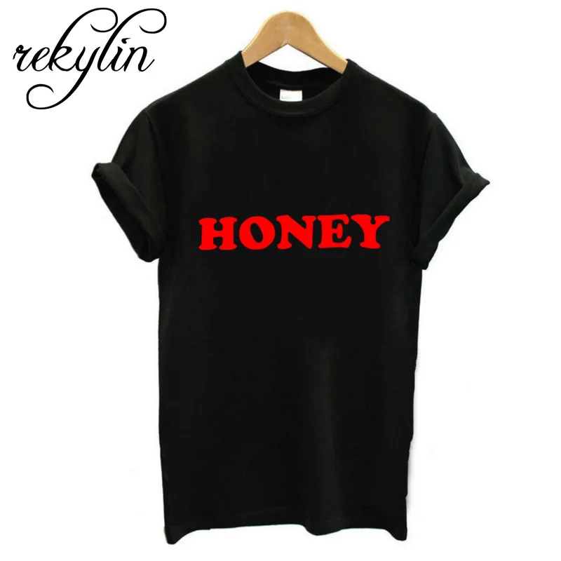 Женская летняя футболка Топы HONEY с буквенным принтом Повседневная хлопковая