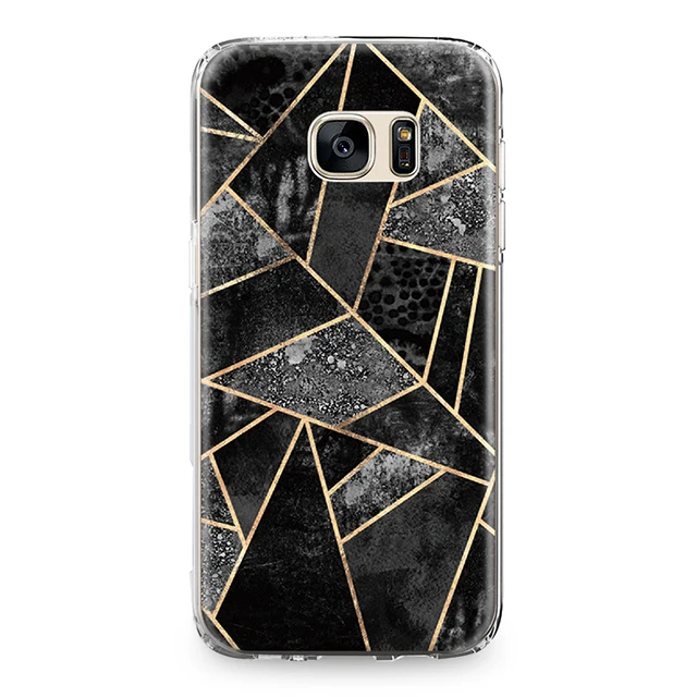 3643 Золотой боковая неправильный многоугольник чехол под мрамор для samsung Galaxy S4 S5 S6 S7 край S8 S9 S10 плюс S10e Note 4 5 8 9 ТПУ чехол для телефона - Цвет: 3643