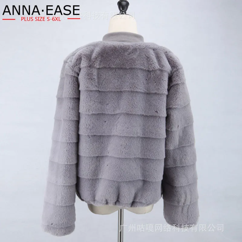 

Casual Faux Fur Coat Faux Fur Jacket for Woman Winter Coats 2018 Plus Size Artificial Fur Coats Gray