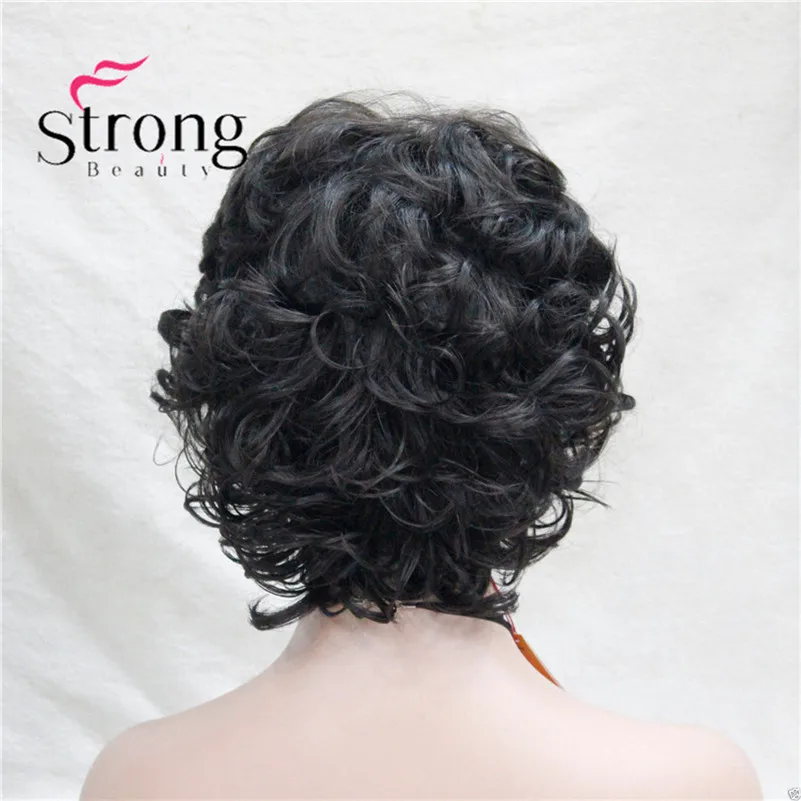 StrongBeauty короткий слоистый серебристо-серый Ombre полный синтетический парик женские парики выбор цвета - Цвет: 4 Dark Brown