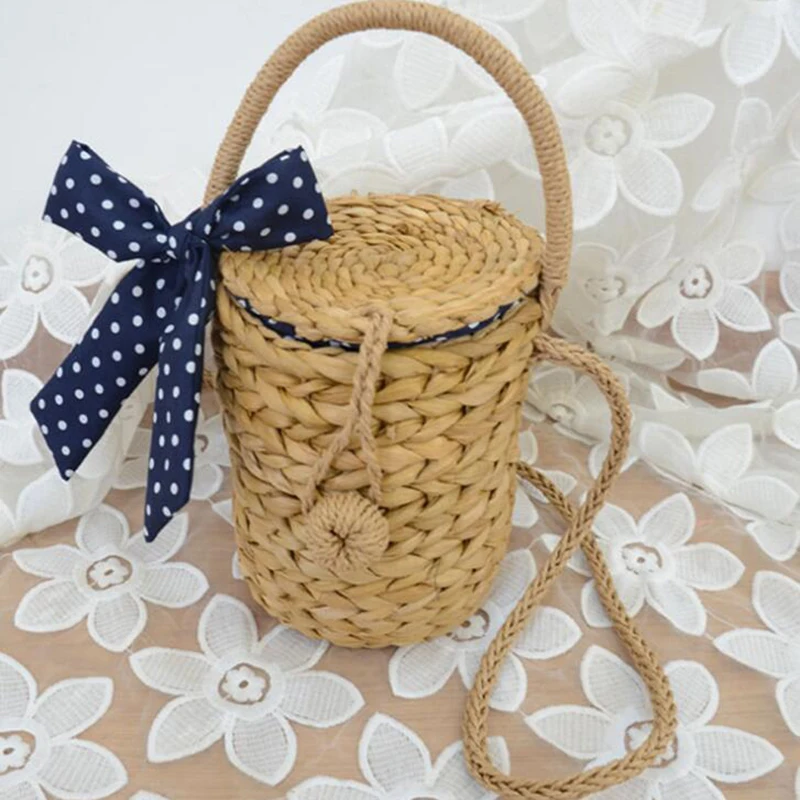 Сумка-ведро SenkeyStyle Женская через плечо соломенная тканая сумка маленький шарф