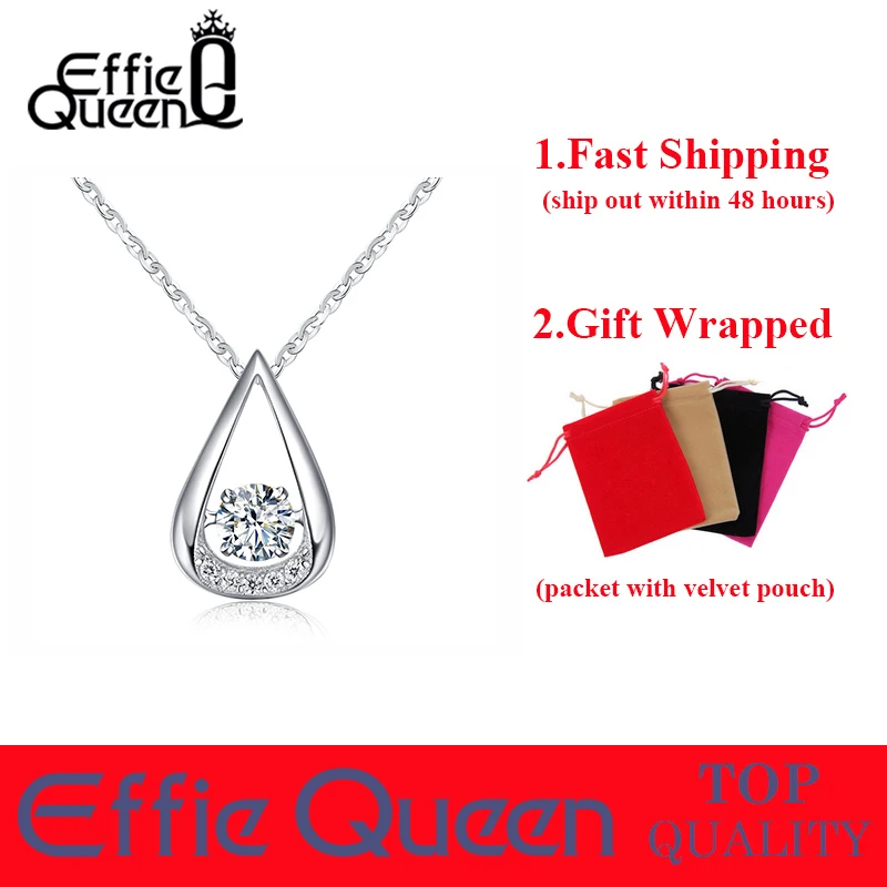 Женское серебряное ожерелье Effie Queen AAA CZ мерцающее с подвеской в виде капли воды