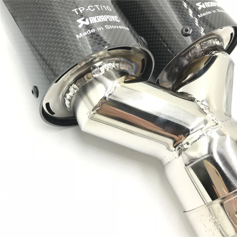 1 шт. в 63 мм из 101 мм Универсальная двойная труба akrapovic выхлопная насадка Глянцевая углеродное волокно+ глушитель из нержавеющей стали