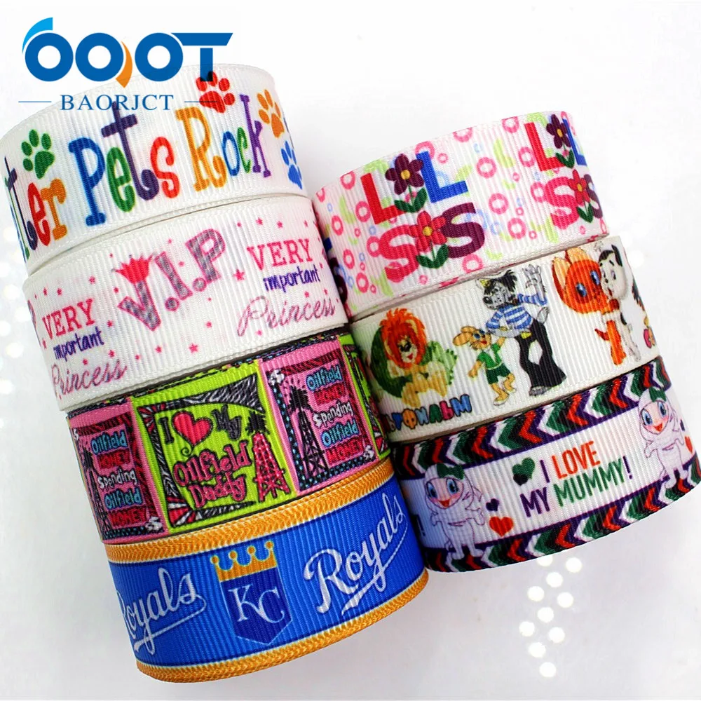 176034 22 мм мультфильм печатных grosgrain ленты Аксессуары для одежды аксессуары волос