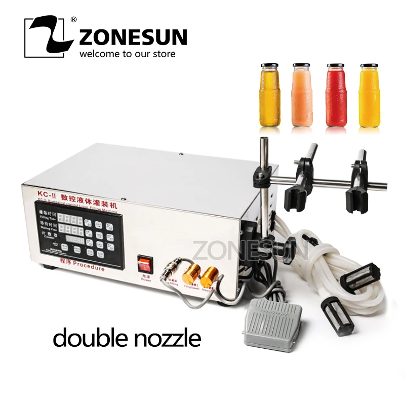 Полуавтоматическая машина ZONESUN для розлива жидкостей с двумя головками 3 3000