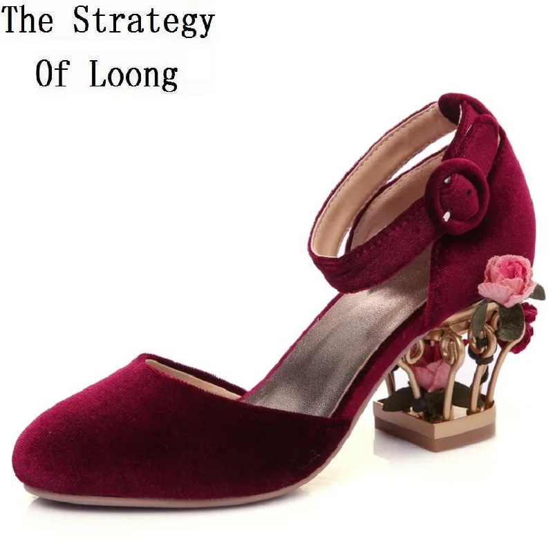 Женские бархатные босоножки на квадратном каблуке большие размеры|fashion sandals|sandals