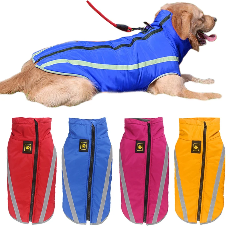 

Winter Warm Pet Dog Clothes For Large Dogs Reflective Big Dog Vest Jacket Waterproof Dog Coats Golden Retriever Bulldog Clothing