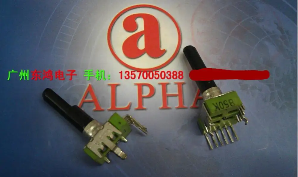 Потенциометр типа ALPHA RK12 двойной ремень B50K средний пластиковый вал длина 26 мм 2