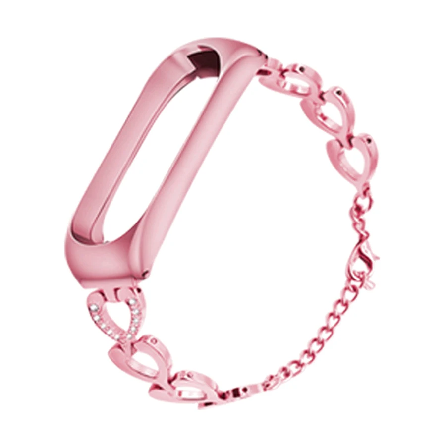 rose pink Металлический ремешок для mi Band 3 из нержавеющей стали с цепочкой для Xiao mi Band 3 Аксессуары для mi Band 3 ремешок - Цвет ремешка: rose pink