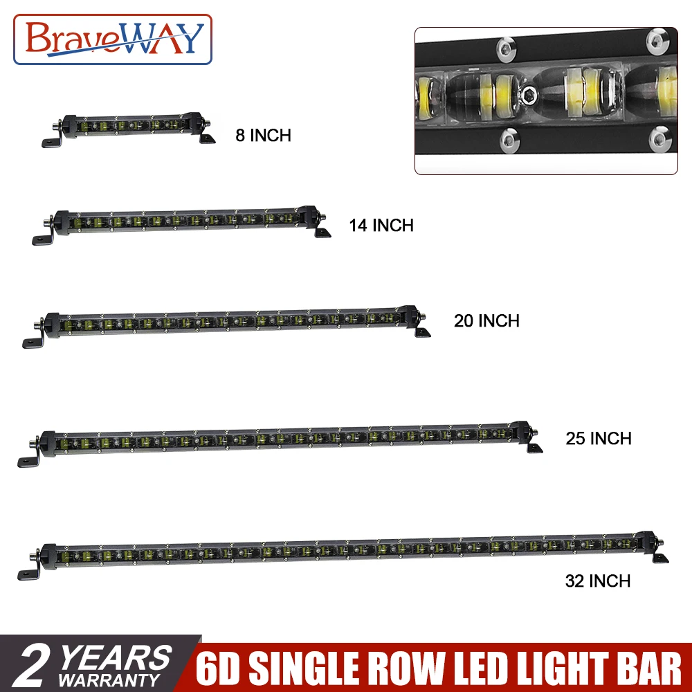 BraveWay 30 Вт-150 Вт прямые тонкий светодиодный светильник бар для бездорожья лодка