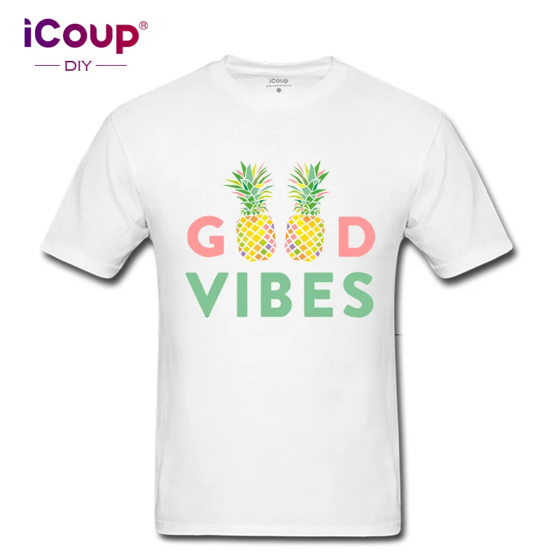 ICoup мужские ананасы GOOD VIBES из 100% хлопка с коротким рукавом | Мужская одежда