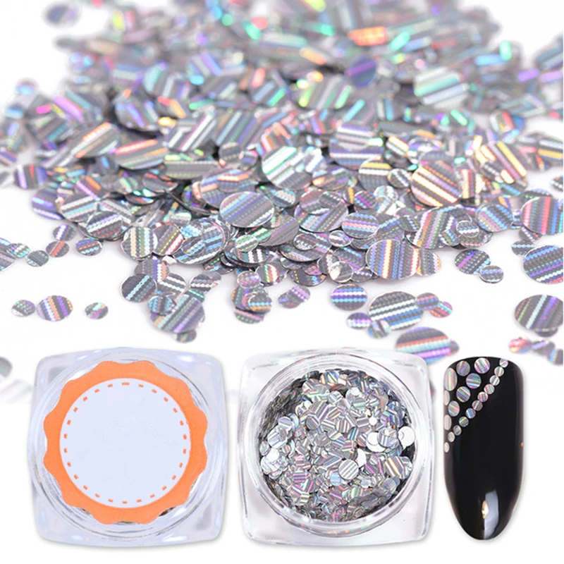 1 коробка искусственные серебряные лазерные хлопья круглые блестящие блестки |