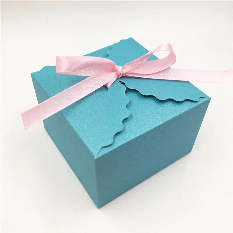 Pink Ribbon 50 шт Картон Крафт бумажная коробка для конфет крафт-ткань подарочные упаковочные коробки для свадебной вечеринки, дня рождения Подарочные коробки для конфет с лентой - Цвет: Pink Ribbon
