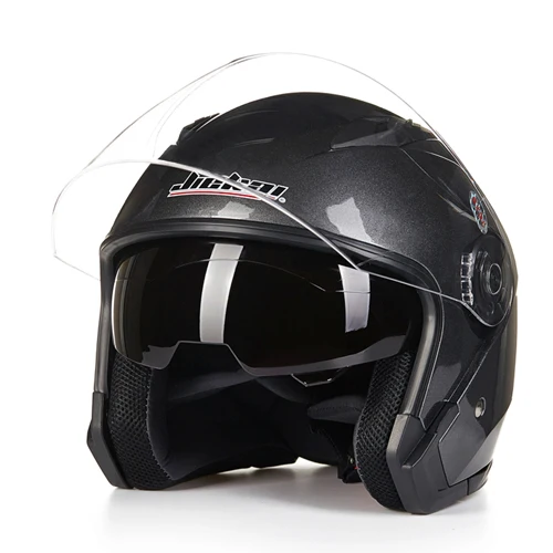 grey Бренд JIEKAI 512 мотоциклетный шлем с открытым лицом Capacete De Moto Cascos гоночные очки мотоциклетные винтажные шлемы с двумя линзами - Цвет: grey