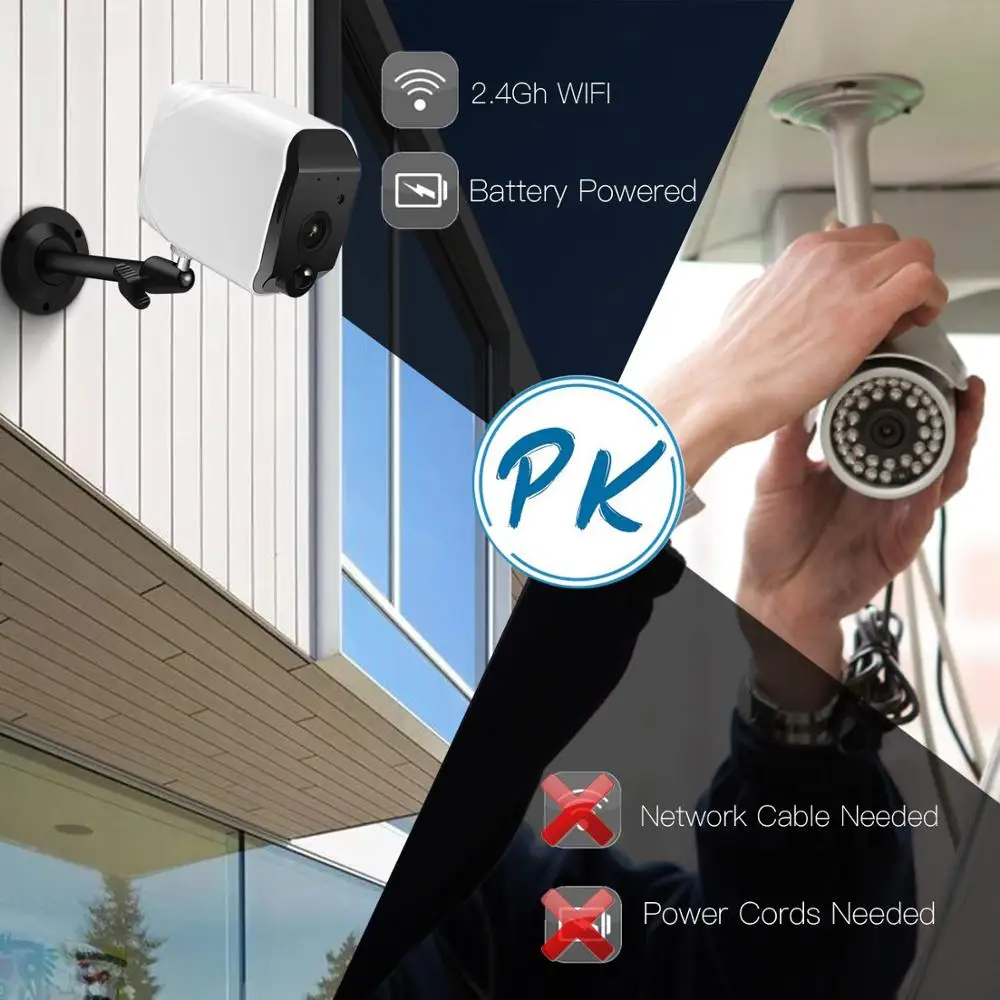 Беспроводная камера безопасности 1080P WiFi батарея с двухсторонней аудиосистемой