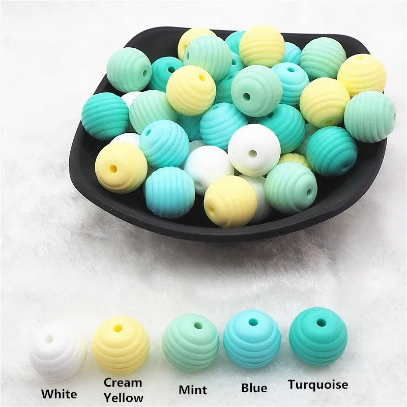 Green Series Chenkai 20 шт. силиконовые спираль Прорезыватель бусины DIY Детские Соска для купания манекен Прорезыватель для зубов Монтессори сенсорными ювелирных изделий игрушечный бисер - Цвет: Green Series