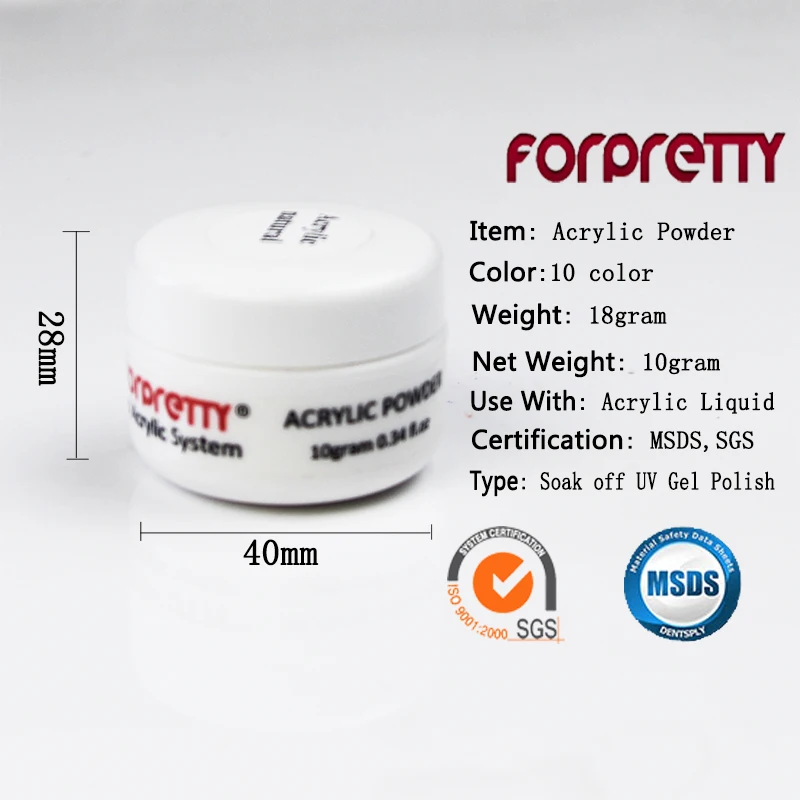 Акриловая пудра forpretty акриловый гель для ногтей прозрачный белый розовый 10