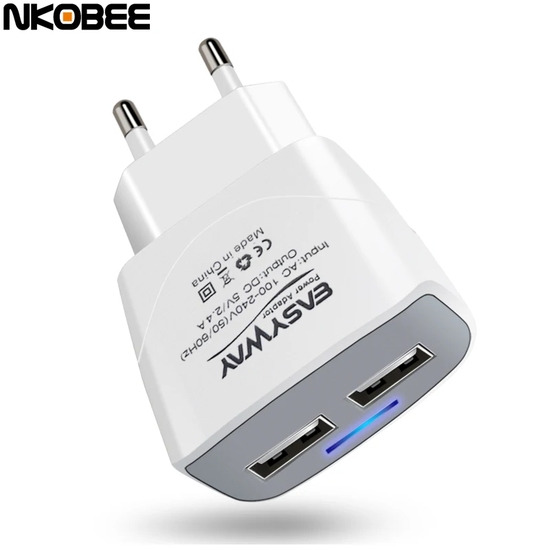 Nkobee Универсальный USB Зарядное устройство 2.1a 2 Порты для телефона светодиодный