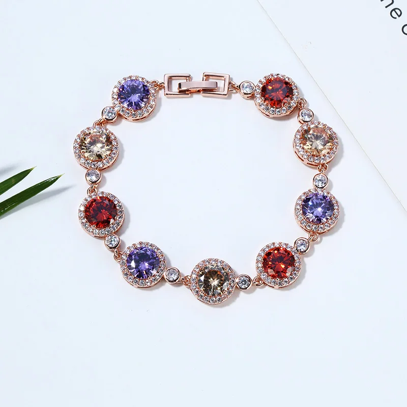 CARSINEL 2017 Новый роскошный красочный браслет из звеньев цепи для женщин Блестящий AAA