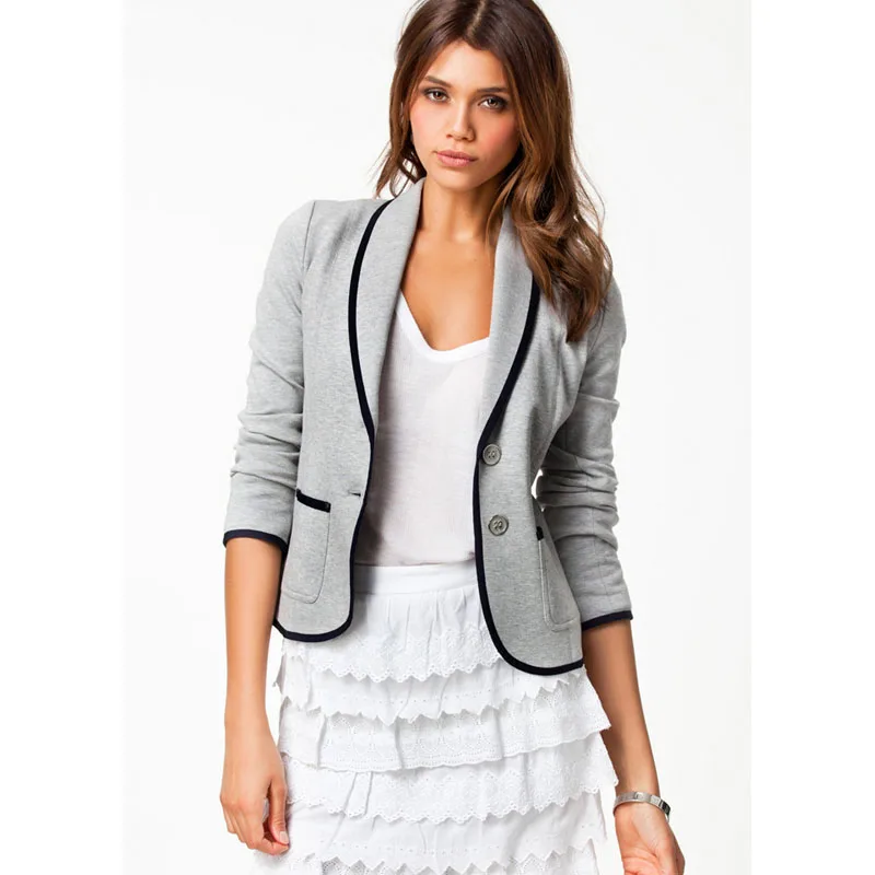 

2022 New Women's Two Button Pockets Decorated Long-Sleeved Casual Wild Fashion Slim Slimming Temperament Short Blazer S-6XL