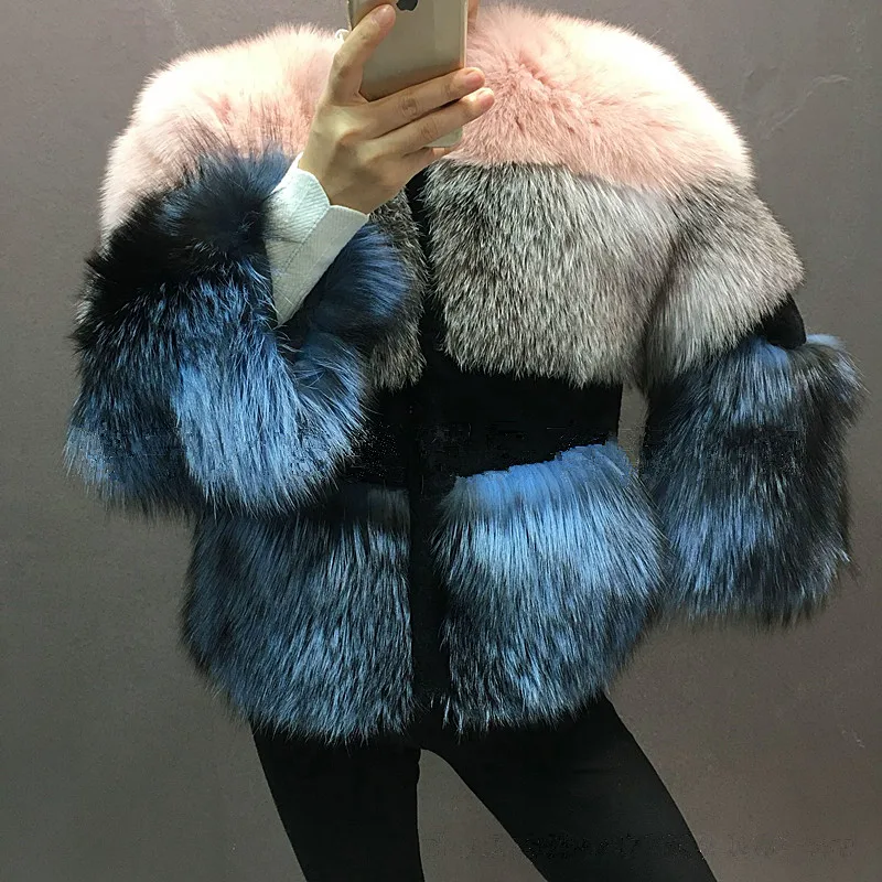 Новинка 2019 Женское зимнее пальто из натурального Меха чернобурки толстое теплое